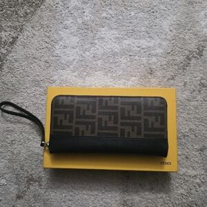 Fendi Black and Brown Zucchino Wallet